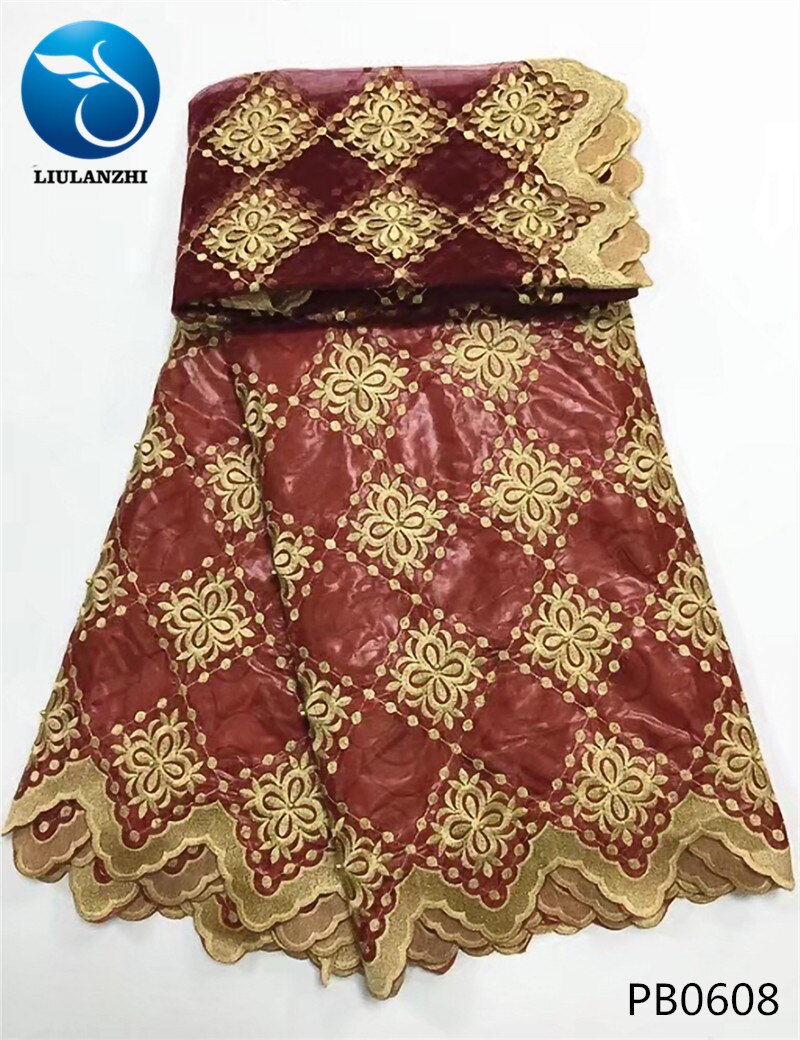 LIULANZHI negro riche getzner brode getzner riche tela de algodón tela bazin africano tissu con cuentas con 2 yardas de encaje neto PB06