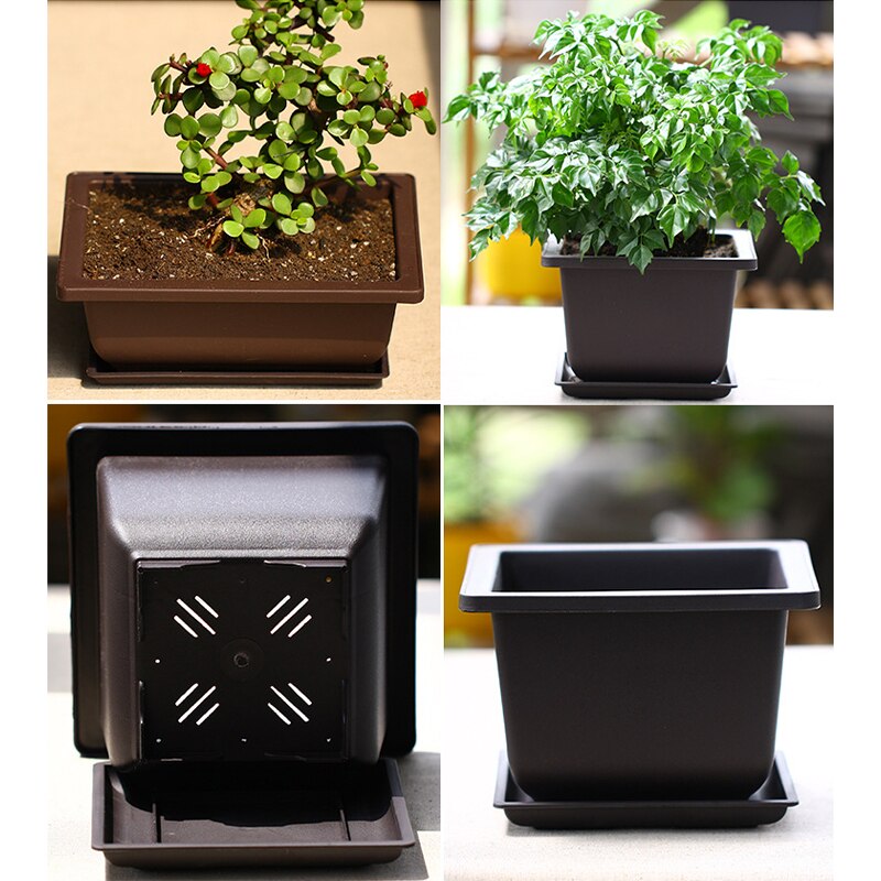 Imitatie Plastic Bloempot Balkon Vierkante Bloem Bonsai Kom Kwekerij Wastafel Potten En Plantenbakken Rechthoek Bloem Potten Lade Bodem
