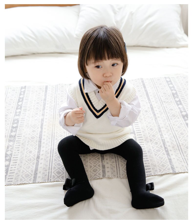 0-24m da criança do bebê meninas outono inverno quente bowknot leggings calças elásticas leggings meias