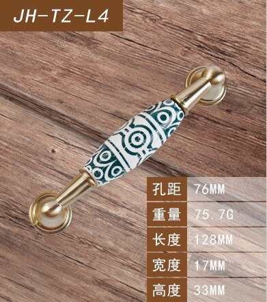 Floral Pattern Ceramic Drawer Pulls Kitchen Door Cabinet Handles Knobs and Pulls Decoration Furniture Hardware: L4-hole 76mm