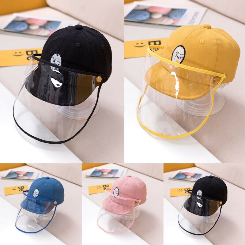 3-12m peuter kinderhoedjes schattige voorruit stofkap afneembare baseballpet voor twee doeleinden volledige gezichtsbeschermende hoed unisex anti-stof