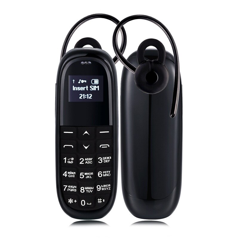 Super Mini Pocket Phone Magic Voice Changer 3.0 Bluetooth Dialer Anti Lost MTK6261DA Cell Earphone Mobile Phone P138: Russian key / Black