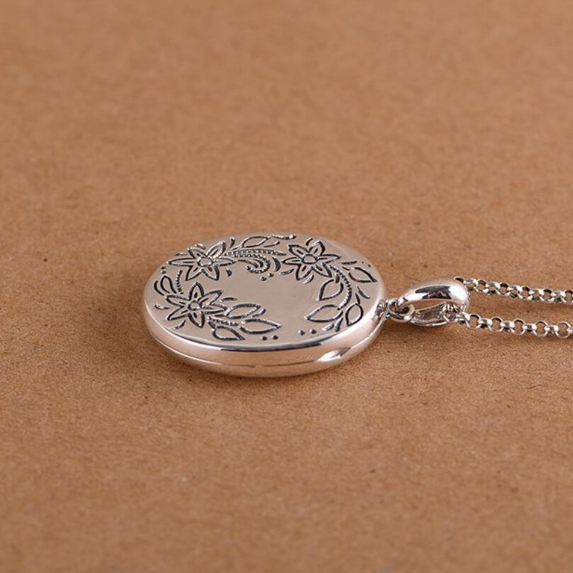 S925 Sterling Zilveren Vintage Foto Clip Hanger Vrouwen Thaise Zilveren Ovale Gesneden Ketting Hanger Vrouwen Style Hanger