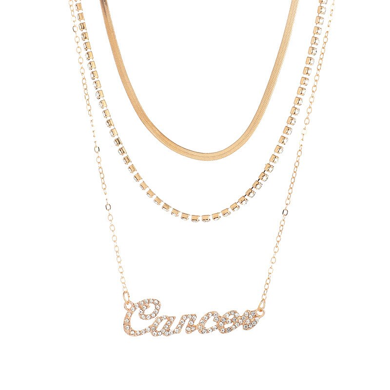 3 Stk/set Multilayer Sterrenbeeld Hanger 12 Constellation Ketting Horoscoop Ram Leeuw Schorpioen Snake Chain Choker Verjaardag Sieraden: Cancer