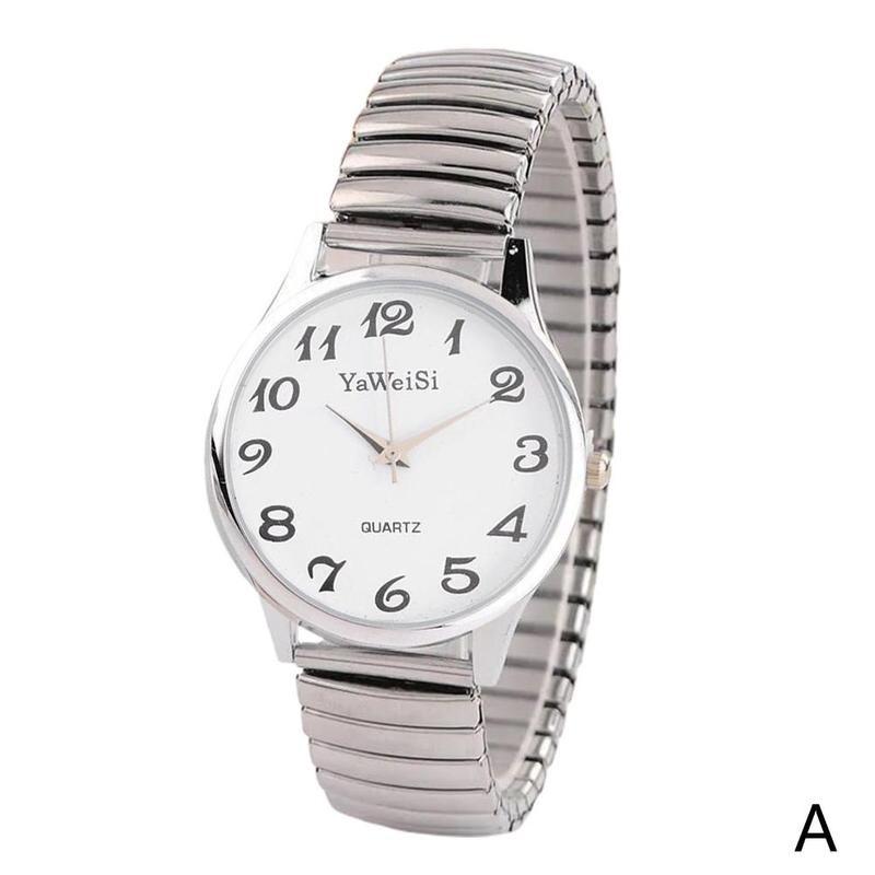 Luksus guld sølv elastisk rem kvarts ure til kvinder mænd afslappet enkle par armbåndsure ur: Mænd 1
