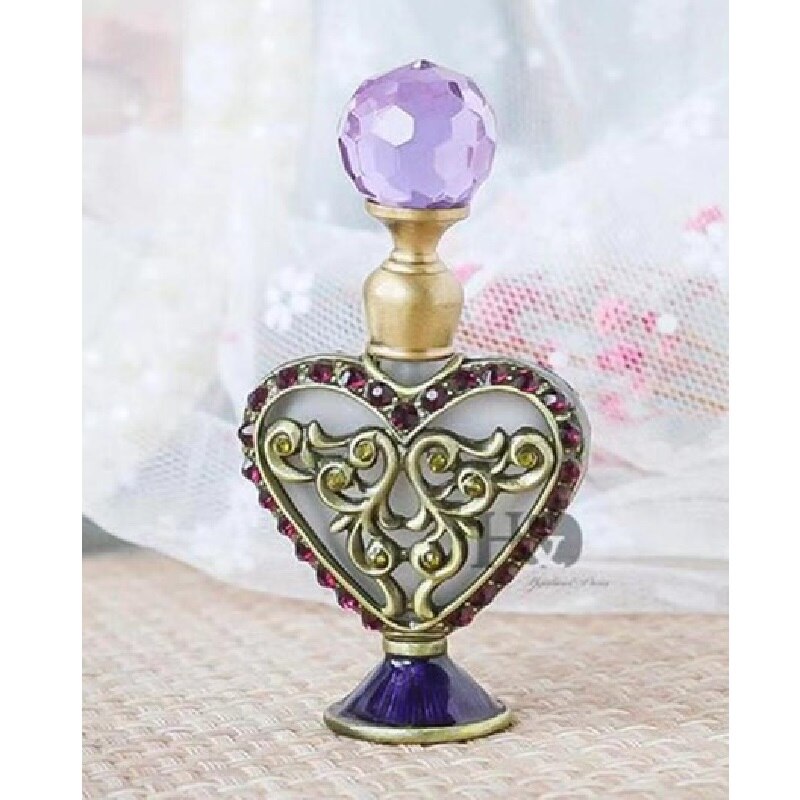 5ml vintage hjerteform manuel maleri tom genopfyldelig metalglas parfume flaske bryllup: Farve 6