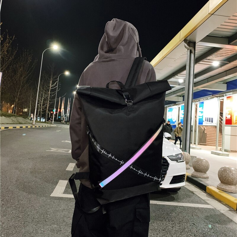 2020 homem mochila streetwear hip hop masculino mochila de viagem grande capacidade legal faculdade mochila para homem