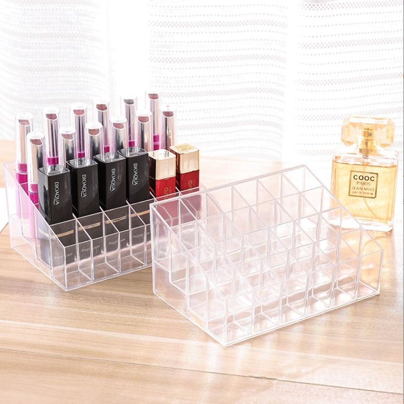 Caja organizadora de almacenamiento de pintalabios, Soporte transparente para pintalabios, caja organizadora de accesorios de maquillaje, estuche para tocador de cosméticos