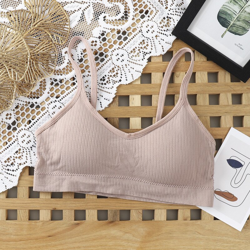 Women Wireless Padded Tube Top One-piece Solid Color Bralette Backless Nonadjusted Straps Crop Top 2022: soy flour