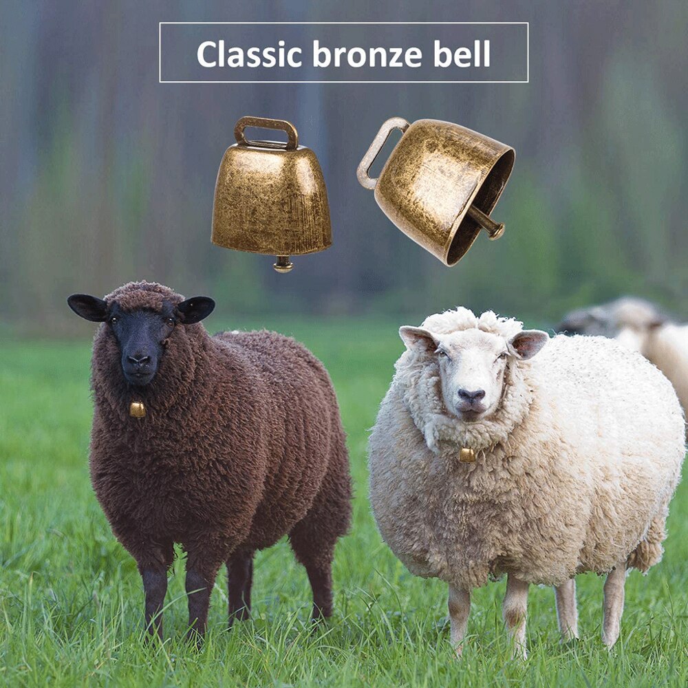 Antik højt bronze klokker ko hest får græsning kobber klokker tykkede kvæg gård dyr kæledyr anti-tyveri / tab klokker