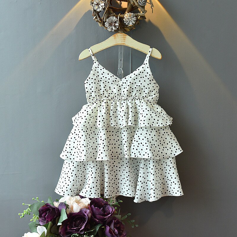 Meisjes Taart Jurk Bretels Mouwloze Chiffon Prinses Jurk Verjaardag Party Strand Jurk Polka Dot Prinses Jurk