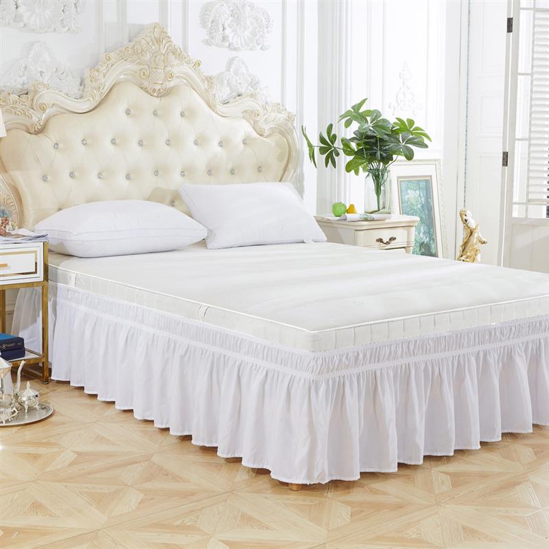 Seng nederdel hvid wrap omkring elastiske seng skjorter uden seng overflade 80 x 60/75 x 39 inch hjem hotel indretning brug wrap omkring seng nederdel