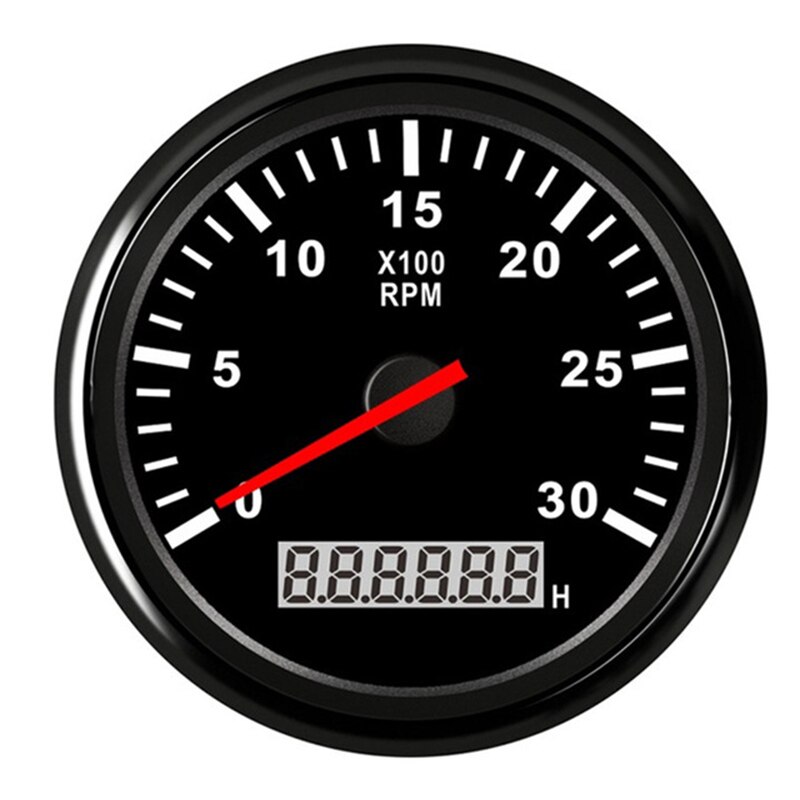 Bil båt varvräknare mätare lcd timräknare 3000 ~ 6000 rpm varvräknare marin varvräknare 12v/24v röd bakgrundsbelysning horometro rpm: Bn3000 varv / min