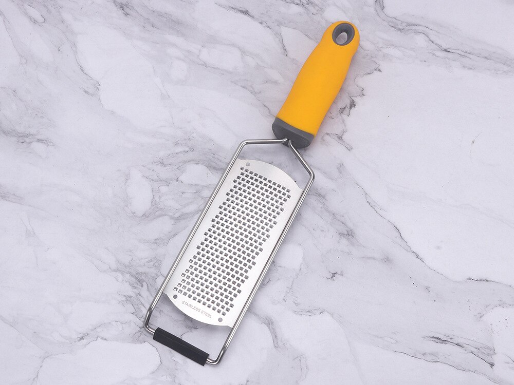 Stainless Steel Mill Cheese Grater Garlic Butter Mill Grater Lemon Zester Citrus Ginger Long Handle Vegetables Manual Slicer: Yellow