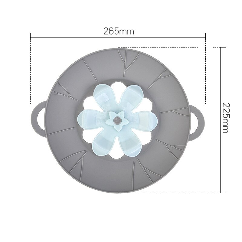 Silicone Anti-overflow Pot Lid Flower Shape Fresh-keeping Lid Steaming Rack Heat Insulation Rotatable Lid Kitchen Gadget: gray S
