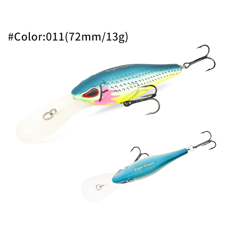 MSEASFREE Señuelo de pesca flotante Minnow, cebo duro Artificial, sonajero de 72mm y 13g, Wobblers de agua dulce para Lucio, aparejos de pesca: Transparente