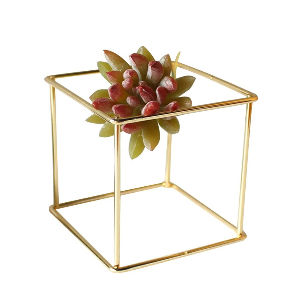 Rustic Style Iron Freestanding Hanging Metal Geometrical Shaped Small Square Air Plant Receptacle Flower Stand Rack Holder: Default Title