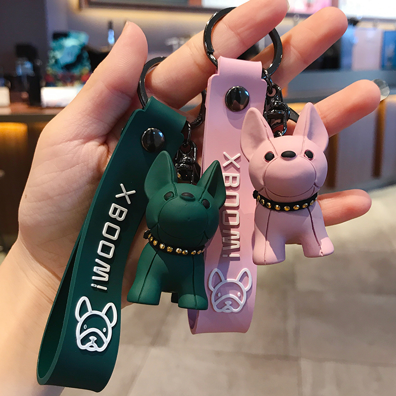 Fadou-Llavero de coche con forma de cachorro, exquisito colgante de bulldog de celebridad de Internet para mujer, colgante de mochila escolar para niños, llavero para amantes