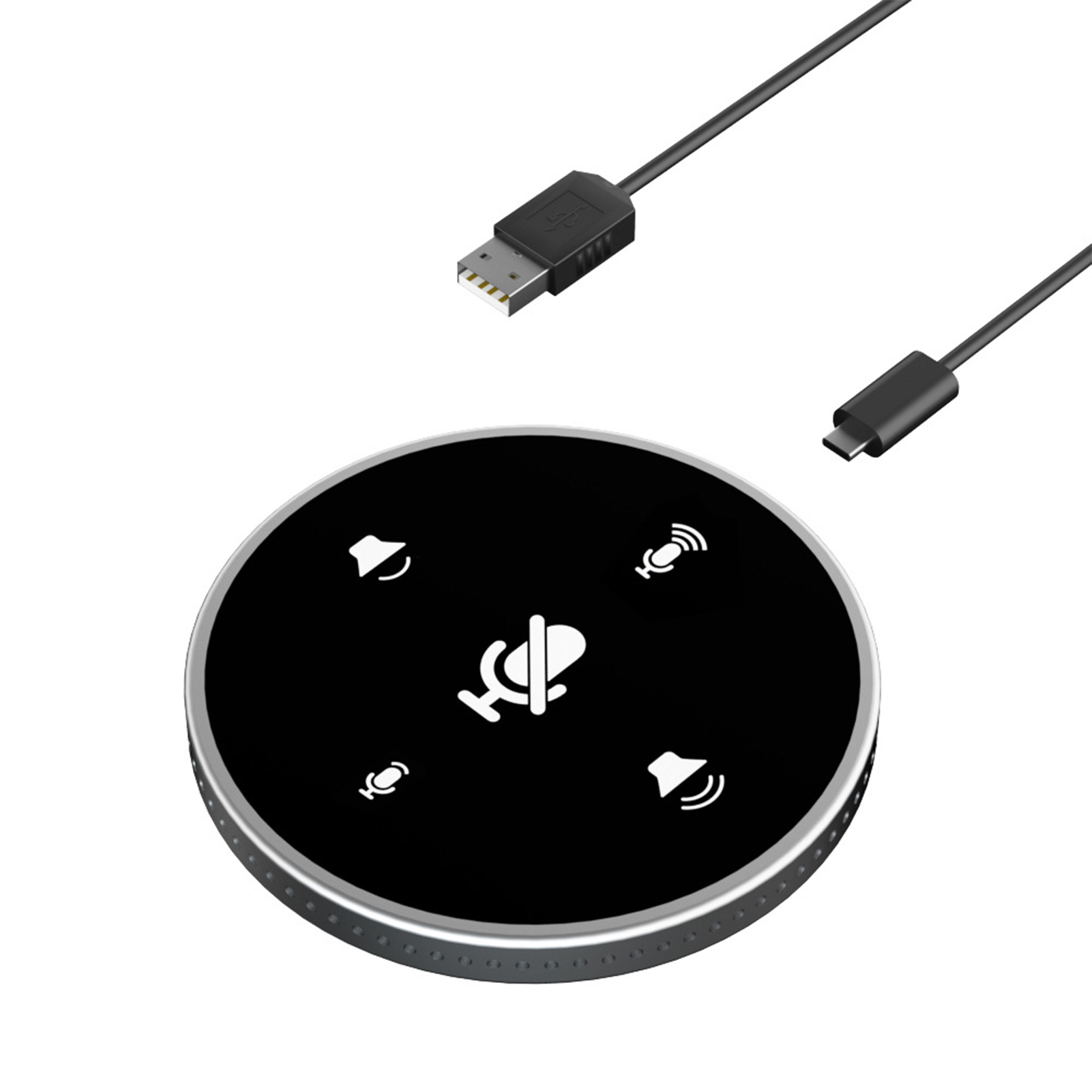 Pöytäkoneen usb-konferenssi kaiutinpuhelin mikrofoni sisäänrakennettu kaiutin 360 ° monisuuntainen pc-tietokone kondensaattorimikrofoni kannettavalle tietokoneelle: Musta