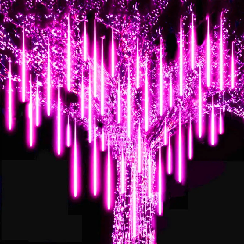 Guirlande lumineuse Led, décoration extérieure de noël pour arbre de jardin, 8 tubes 30/50cm, pluie de météores solaire, lumière féerique de