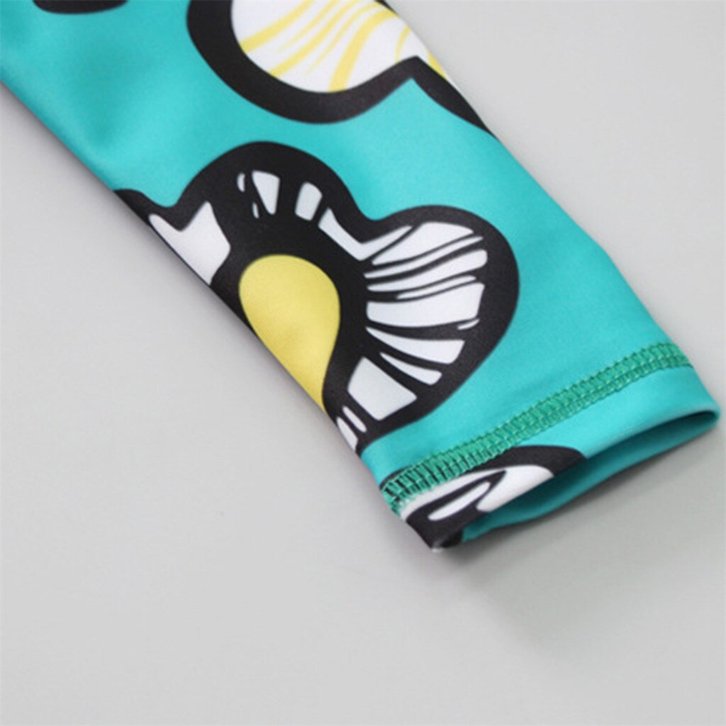 One-Piece Swimsuit for Girls Floral Print Zipper Front Long Sleeve Bikini Beachwear Cute Bathing Children's Swimsuit