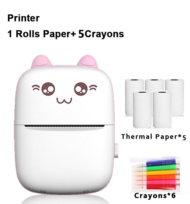 Mini impresora térmica portátil, máquina de impresión inalámbrica BT, 200dpi, para etiquetas, Impresión de mensajes incorrectos con Cable USB, IOS: pink-paper-5