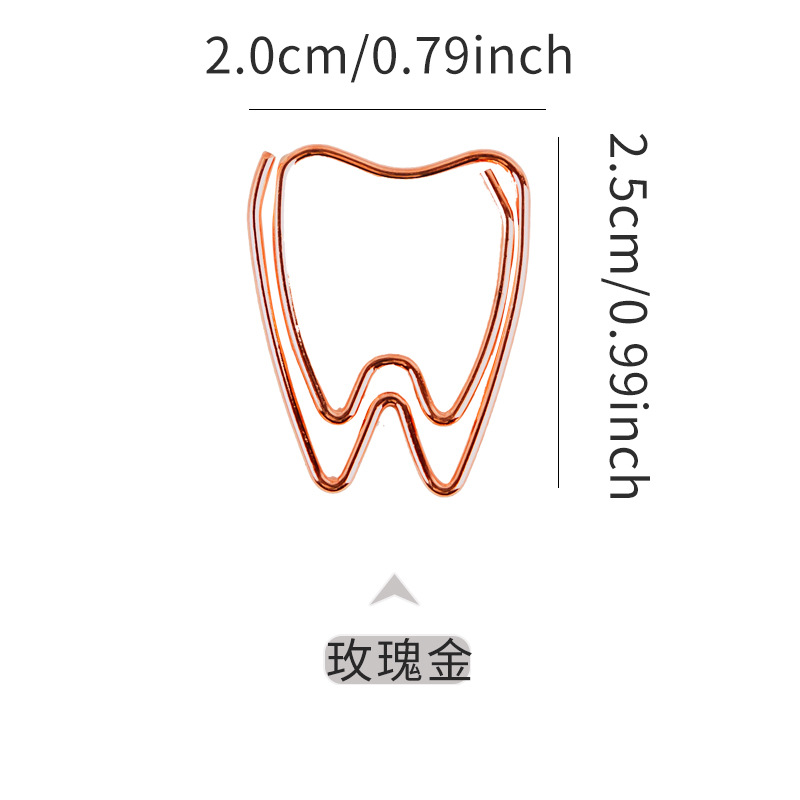 Zahnform Büroklammer Zahn Büroklammer Goldene Memo Clip Gebogene Nadel Stift Niedliche Lesezeichen Zahnförmige Büroklammern: Gelb