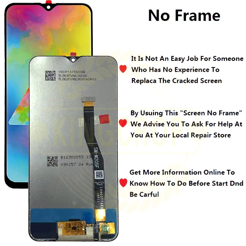 6.3 ''Voor Samsung Galaxy M20 SM-M205 M205F M205G/Ds Lcd Met Frame Display Touch Screen Digitizer Vergadering vervangen M20 Lcd