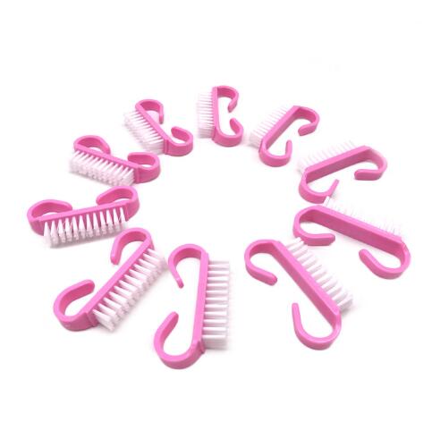 100 Pcs Plastic Manicure Pedicure Borstel Nail Cleaning Tools Soft Verwijder Dust Make-Up Kwasten Nail Care Accessoires Mix Kleur: pink