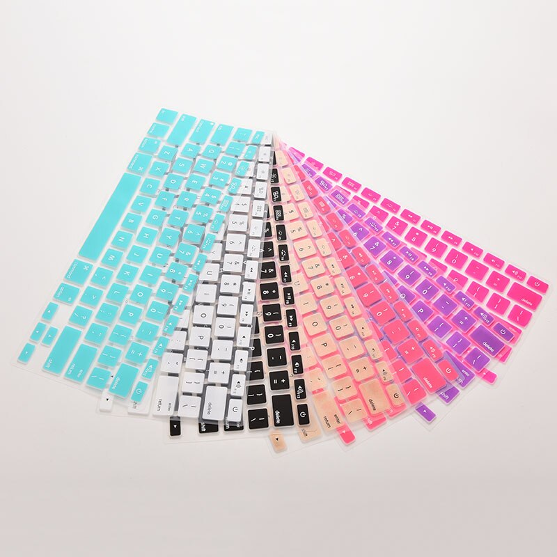 Funda de silicona con teclado para Apple Macbook Pro, MAC 13, 15 y 17, 7 colores,