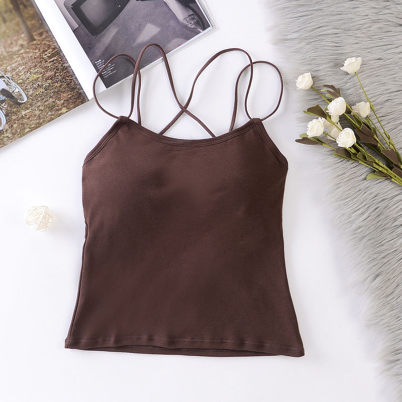 Vrouwen Tank Crop Top Sexy Ondergoed Sleeveless Tee Tank Tops Vrouwelijke Sexy Lingerie Cropped Top Womens Hemdje Femme 2022: coffe