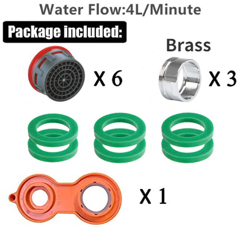 24Mm Kraan Beluchter Vervanging, Water Saver Uitloop Filter Keuken Kraan Beluchters Kit(6 Stuks) kraan Adapter Badkamer: YELLOW