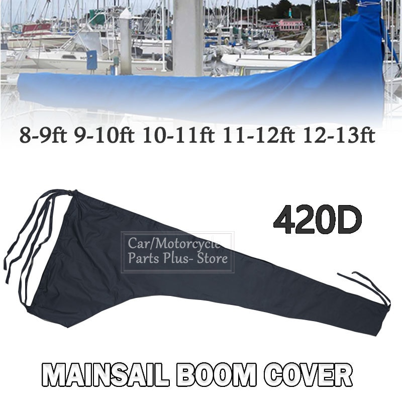 420D Zwart Zeil Cover Mainsail Boom Boot Cover Anti Uv Zonnescherm Boom Zeil Cover 8-9Ft 9-10Ft 10-11Ft 11-12Ft 12-13Ft Waterdicht