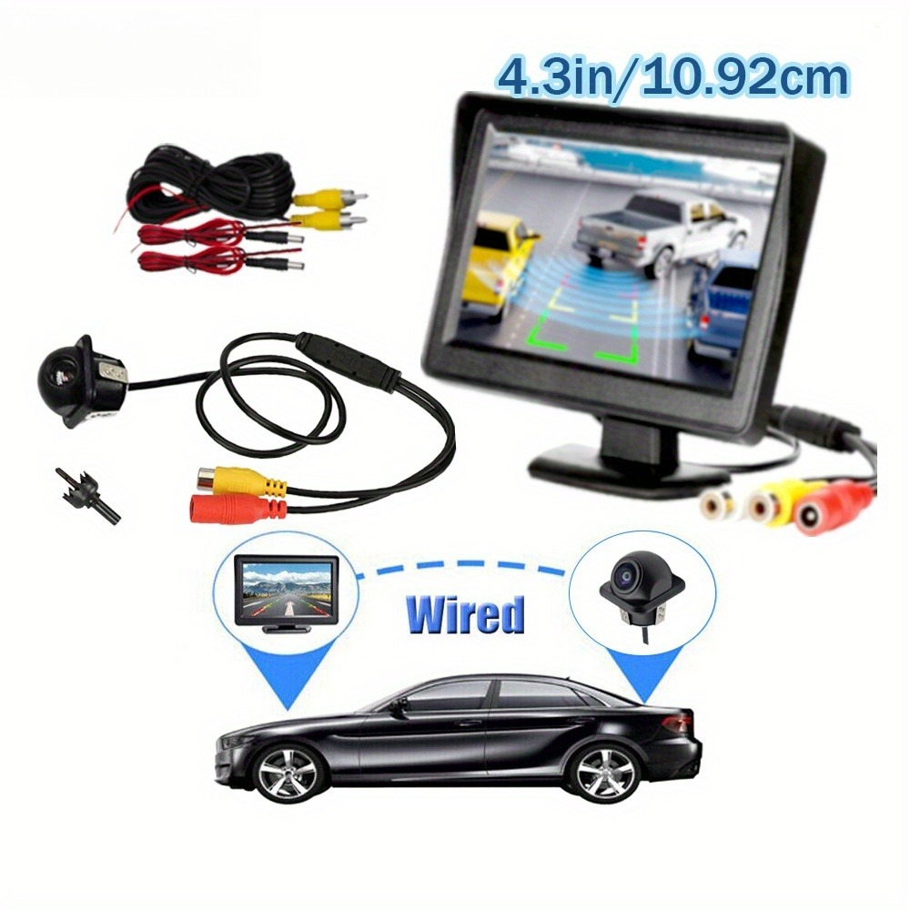 10.92cm Car Backup Camera System with HD Monitor & Wide-Angle Rear View, Night Vision,Easy Install Fit for Cars,Trucks,SUVs, RVs