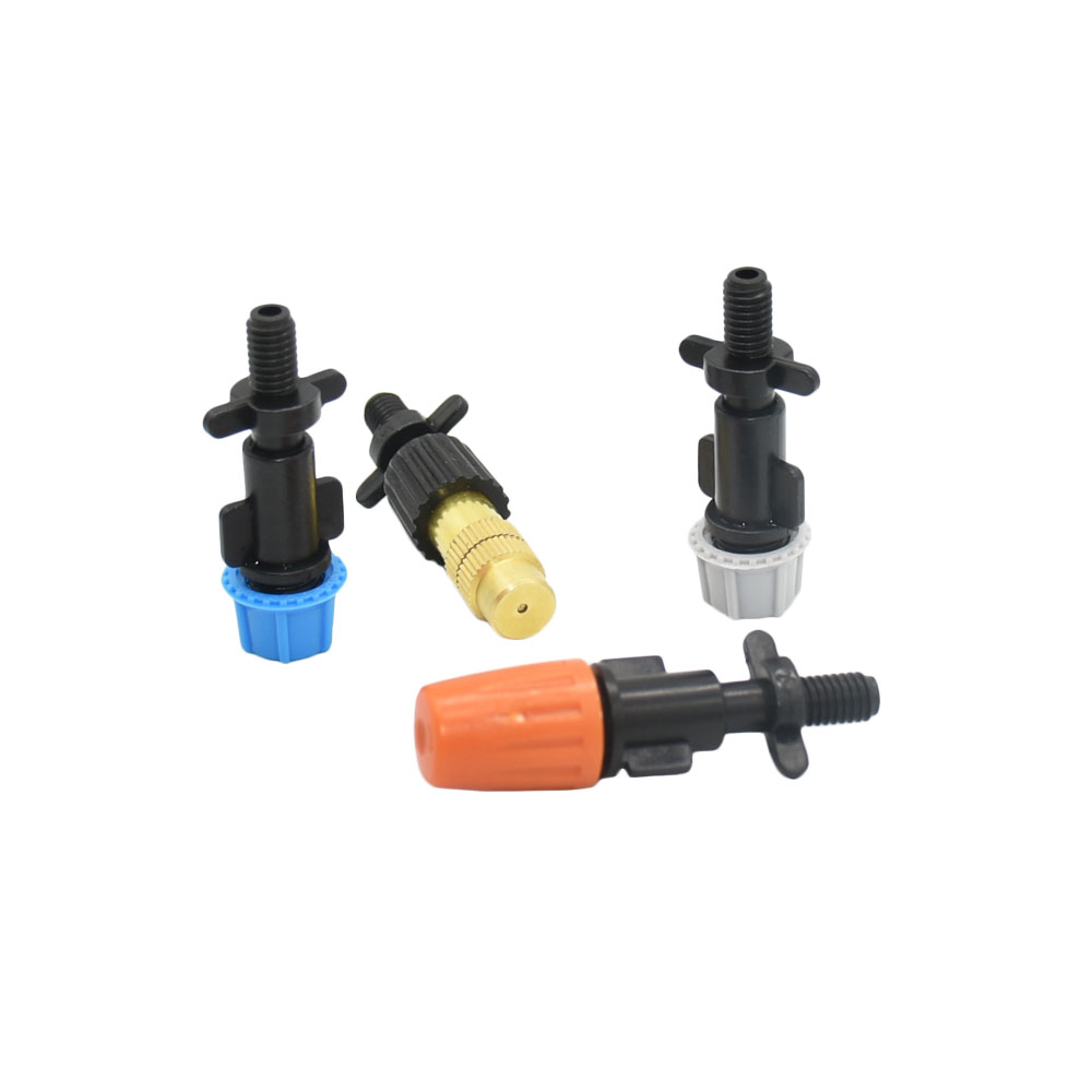 Micro Drip Irrigation Misting Nozzle Adjustable Spray Cooling Sprinkler 1/4 Tee Barb Connector For Garden Greenhouse