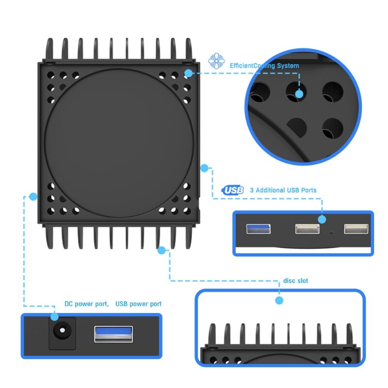 For XBOX Series X Vertical Cooling Fans Stand Game Console Multi-function Base Cooler Game Discs Storage T84D