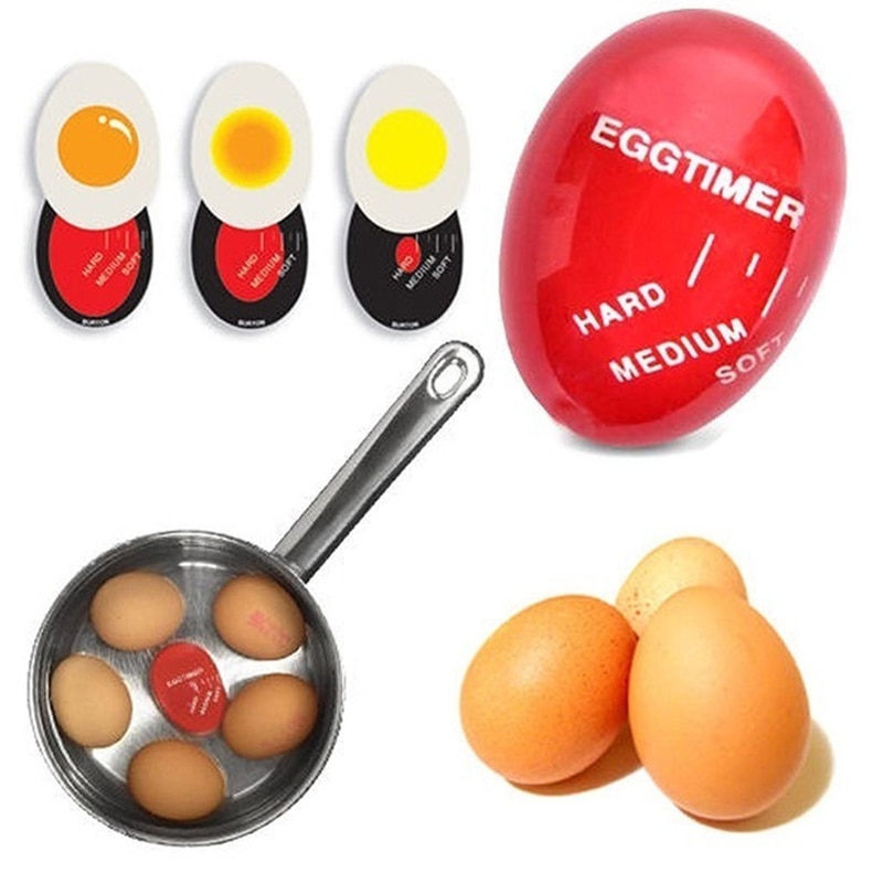 1pcs Egg Perfect Color Changing Timer Yummy Soft Hard Boiled Eggs Cooking Kitchen Eco-Friendly Resin Egg Timer Red timer tools