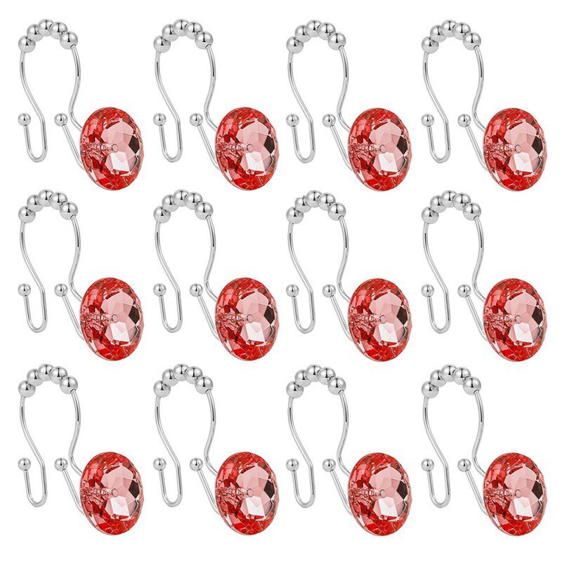Cortina de ducha de 30mm, ganchos dobles ostentosos, anillos de acrílico decorativo estrás, cristal rodante, baño, 12 Uds.: R