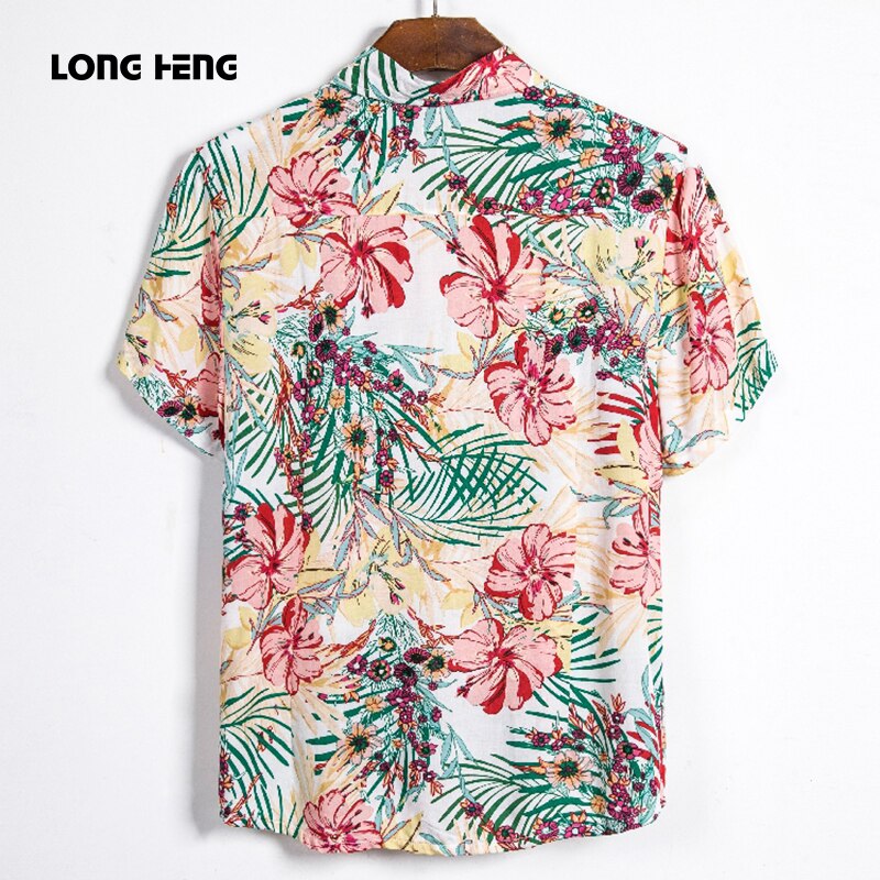 LONGHENG Summer Short Sleeve shirt Mens Casual Flower Beach Hawaiian Shirts slim fit Floral Shirts Men Plus