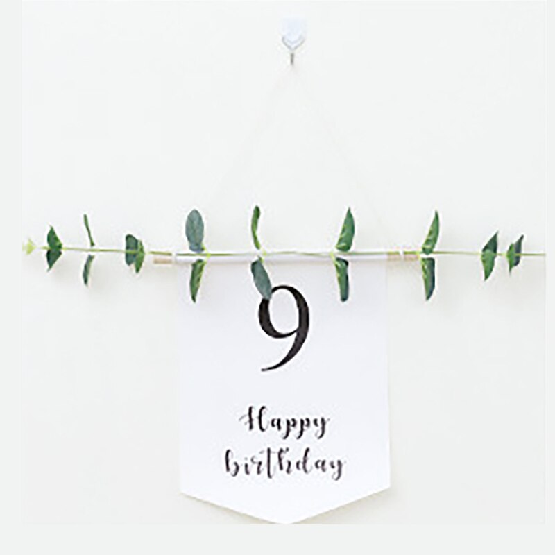 Banderole blanche pour anniversaire de 1 à 9 ans, guirlande de banderole, décoration pour premier anniversaire, fête prénatale, cent jours: 9th Banner