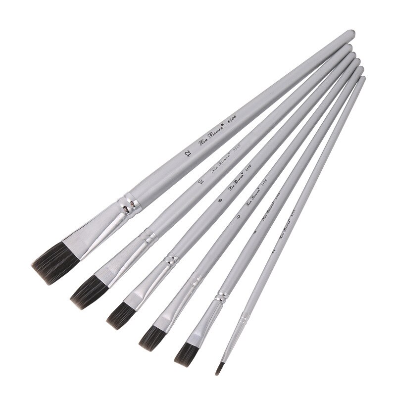 Aquarel Gouache Pen Nylon Haar 6 Pcs Houten Handvat Kwast Set Tekening Art Supplies: level head