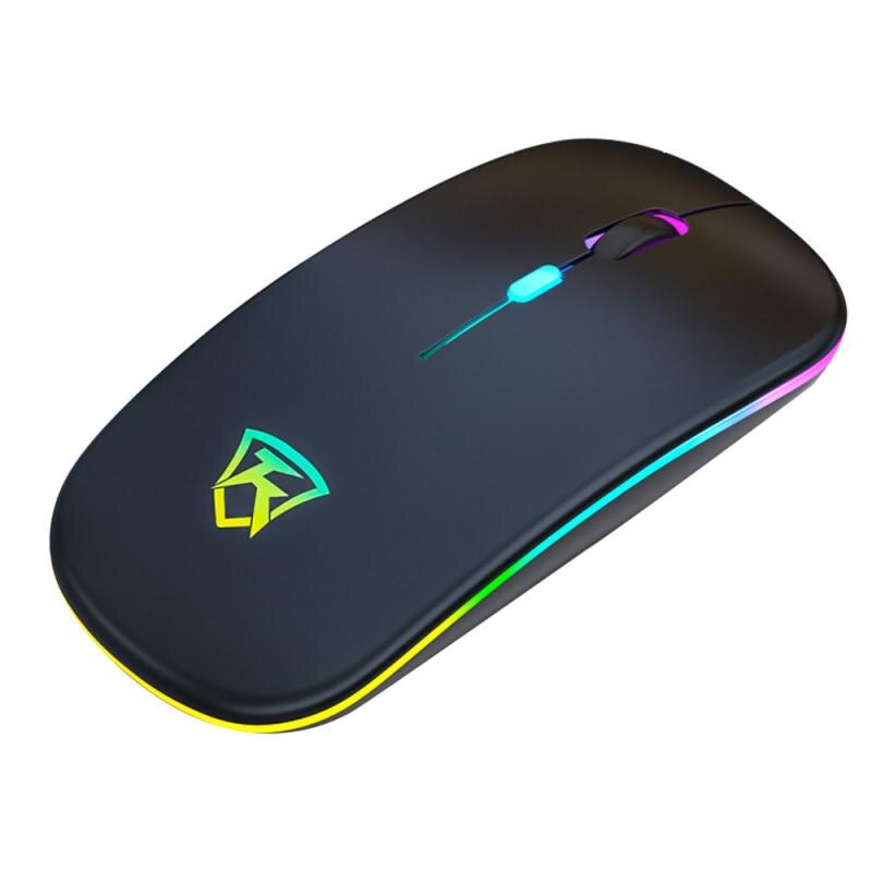 Stille LED hinterleuchtet Mäbenutzen USB Optische Ergonomische Spielen Maus Wiederaufladbare Maus kabellos PC Computer Maus Gamer Maus Für Laptop: schwarz