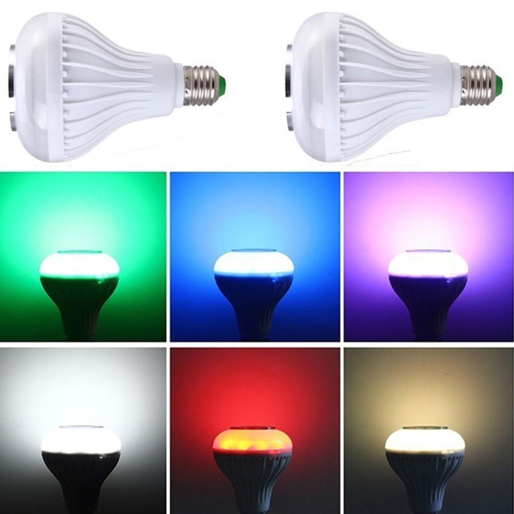 E27 RGB Bluetooth Speaker LED Bulb Light 12W Music Playing Dimmable Wireless Led Lamp with 24 Keys Remote Control