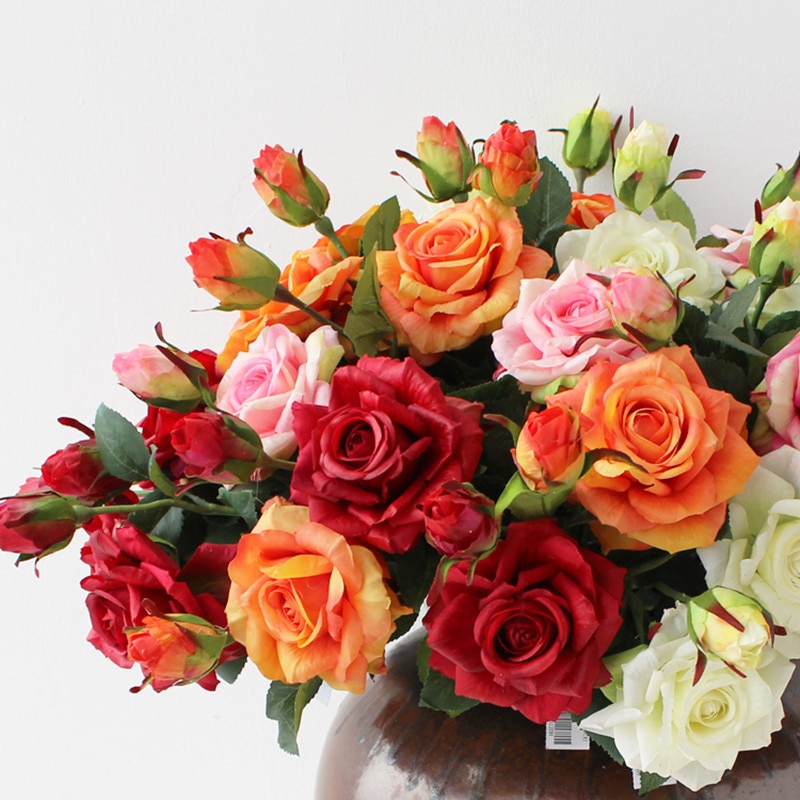 Kunstmatige Latex rose Bloemen voor Bruiloft Twee Hoofden Real Touch Bloem rose Home decoraties Bruiloft boeket leveringen