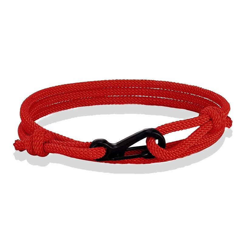 MKENDN-pulsera de cuerda de estilo náutico para hombre y mujer, brazalete minimalista de escalada, mosquetón, color azul oscuro, medianoche: Red
