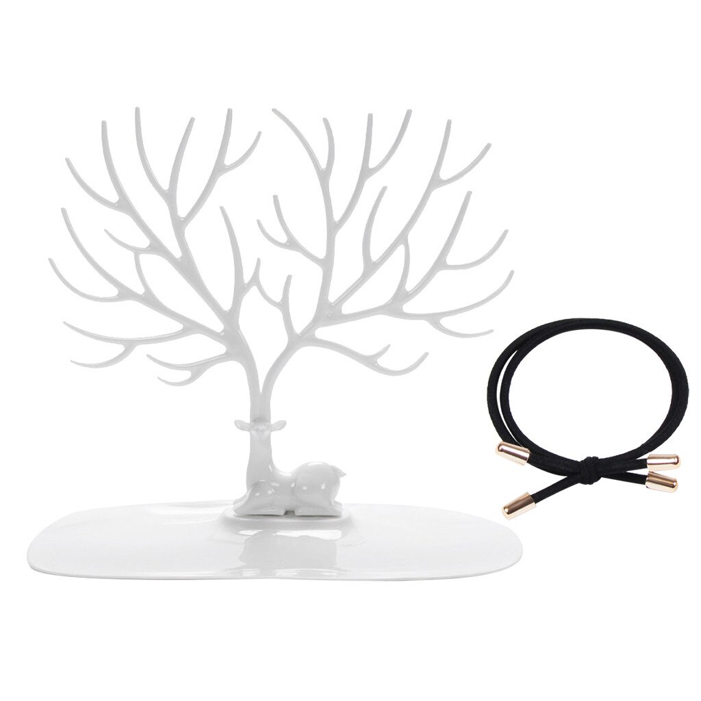 Porte-bijoux en forme de cerf | Collier de boucles d'oreille bague pendentif, Bracelet présentoir à bijoux, plateau de rangement d'arbre, coffret bijoux à compartiments: White 