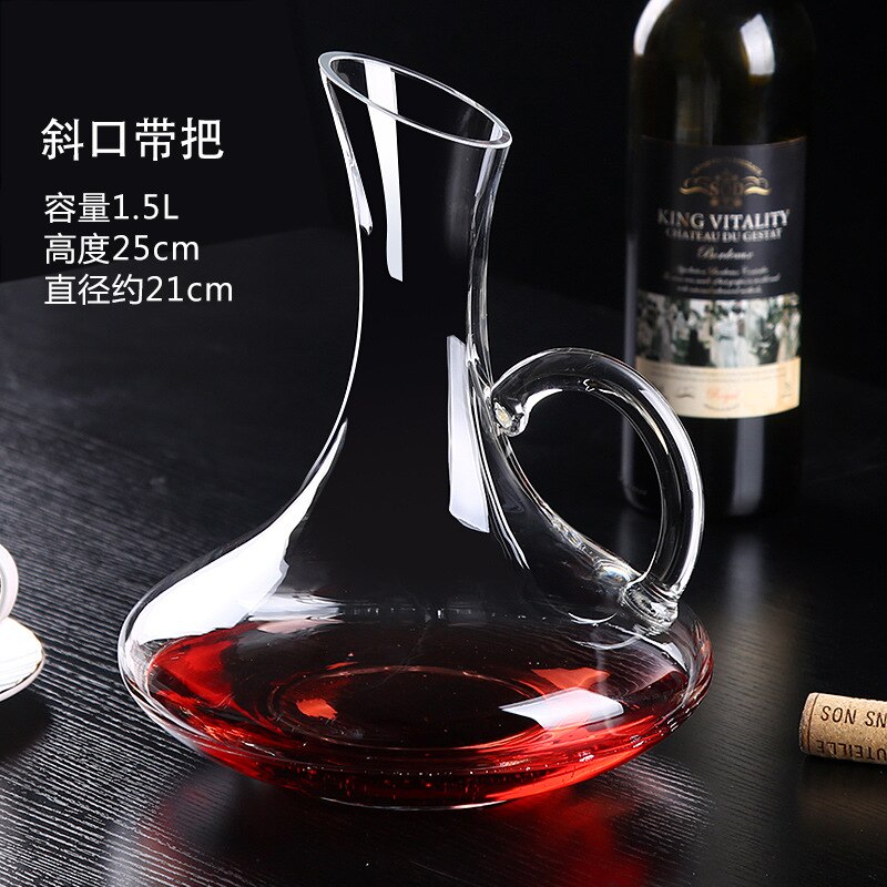 Decantador grande de vino tinto hecho a mano, botella decantadora, jarra, vertedor, aireador, para Bar familiar, 1500ML: 1500ml Have Handle