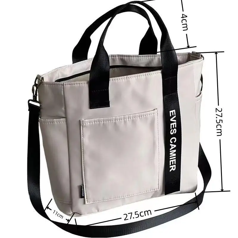 Casual tote tas met grote capaciteit, schoudertas van waterdicht nylon canvas, eenvoudige messenger tas voor schoolmeisjes