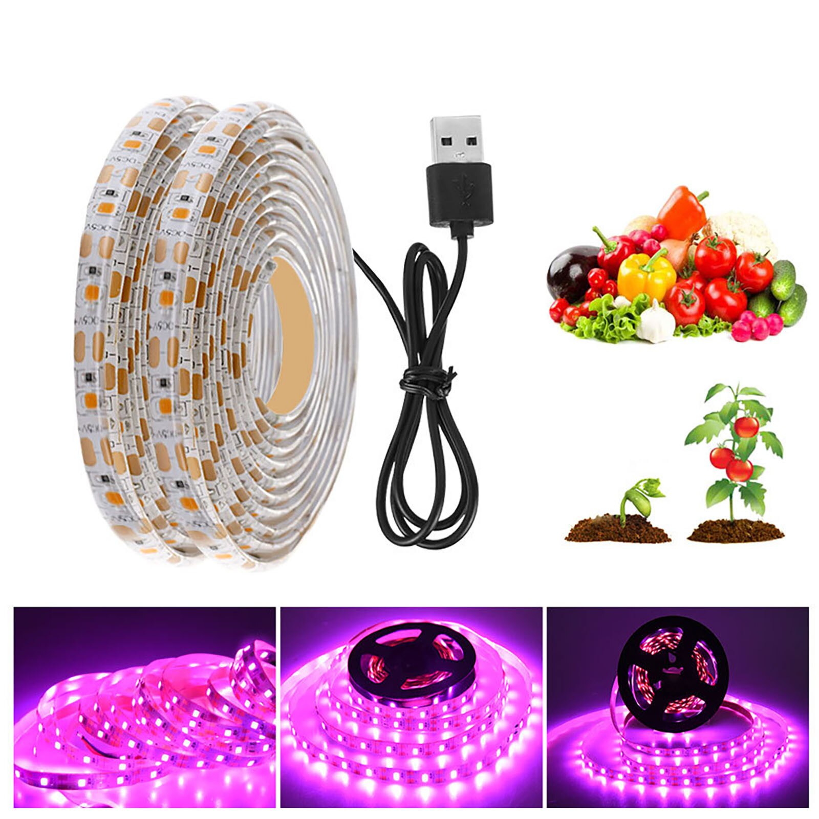 Bestseller Led Volledige Spectrum Plant Uv Licht Groeien Veg Lamp Voor Indoor Hydrocultuur Plant Groente Zaailing Plant Verlichting Groeiende: 3M