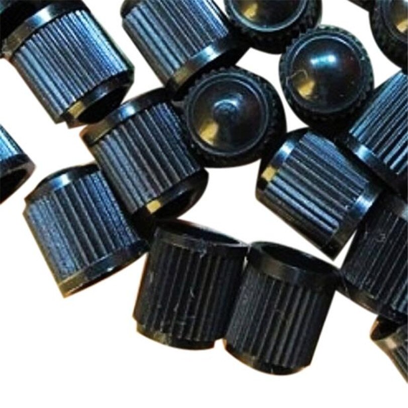 100pc sorte dækventildæksler af plast til biltilbehør